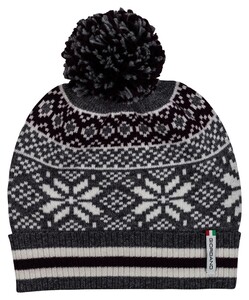 Giordano Beanie Norwegian Style Pom Pom Muts Donker Rood