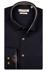Giordano Belmonte Button-Under Two-Ply Solid Color Twill Shirt Navy