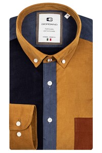 Giordano Bologna Button Down Color Block Fine Rib Shirt Navy-Multi