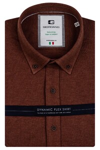 Giordano Bologna Button Down Melange Pique Dynamic Flex Shirt Dark Cognac
