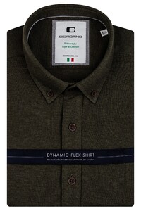 Giordano Bologna Button Down Melange Pique Dynamic Flex Shirt Dark Olive Green