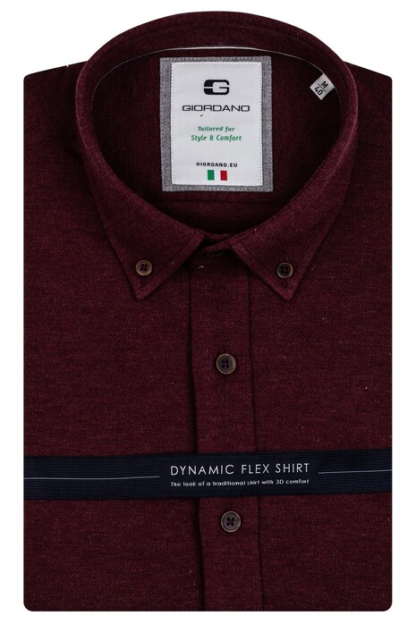 Giordano Bologna Button Down Melange Pique Dynamic Flex Shirt Dark Red