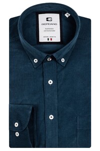 Giordano Bologna Button Down Organic Cotton Fine Rib Overhemd Blauw