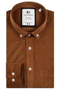 Giordano Bologna Button Down Organic Cotton Fine Rib Shirt Ginger