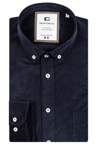 Giordano Bologna Button Down Organic Cotton Fine Rib Shirt Navy