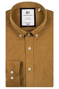 Giordano Bologna Button Down Organic Cotton Fine Rib Shirt Ocher