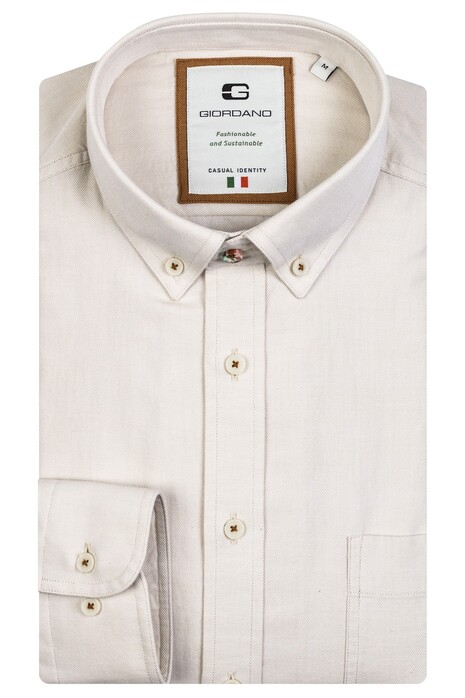 Giordano Bologna Button Down Organic Cotton Twill Overhemd Beige