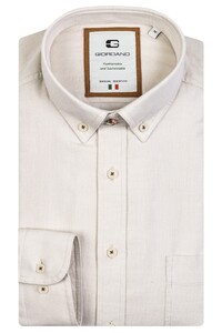 Giordano Bologna Button Down Organic Cotton Twill Shirt Beige