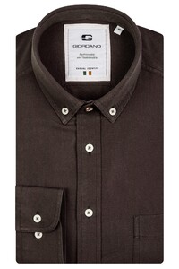 Giordano Bologna Button Down Organic Cotton Twill Shirt Dark Brown Melange