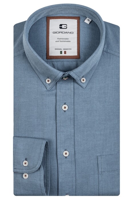 Giordano Bologna Button Down Organic Cotton Twill Shirt Light Blue