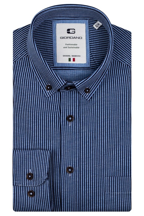 Giordano Bologna Dynamic Flex Stripe Overhemd Blauw