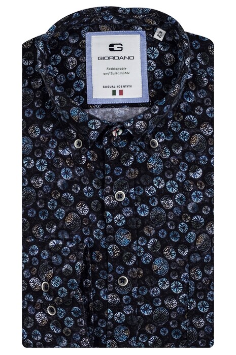 Giordano Bologna Graphic Circle Pattern Overhemd Dark Navy