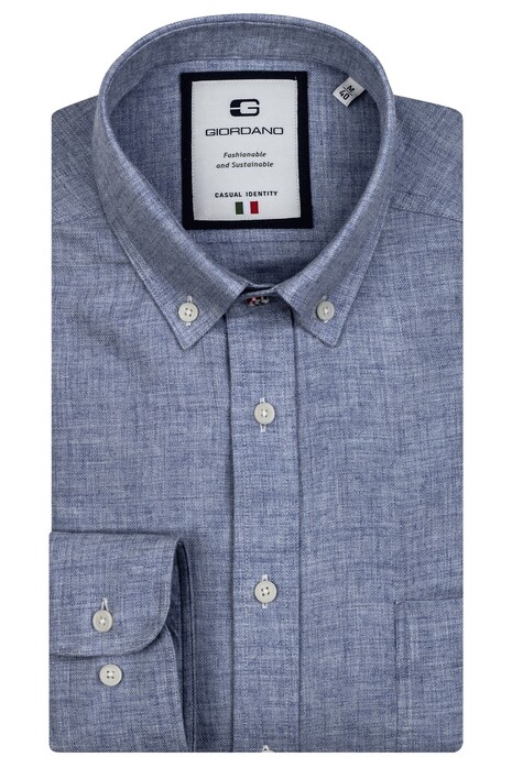 Giordano Bologna Rich Cotton Wool Overhemd Blauw