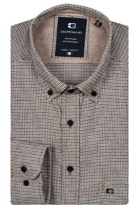 Giordano Brando Brushed Houndstooth Overhemd Bruin