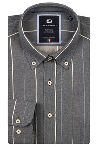 Giordano Brando Button-Down Soft Brushed Satin Multi Stripe Overhemd Sky Blue