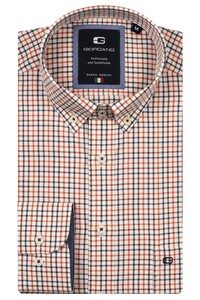 Giordano Brando Button Down Soft Cotton Wool Multi Mini Check Overhemd Navy-Rood