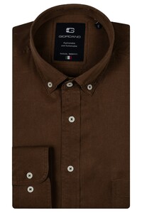 Giordano Brando Button Down Uni Color Soft Handfeel Overhemd Donker Camel