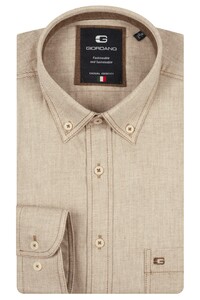 Giordano Brando Faux-Uni Flanel Twill Wooltouch Mélange Overhemd Donker Bruin