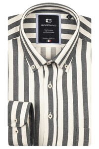 Giordano Brando Soft Brushed Satin Stripe Button-Down Overhemd Navy