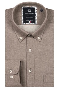 Giordano Brando Soft Dobby Flannel Button-Down Shirt Dark Brown Melange