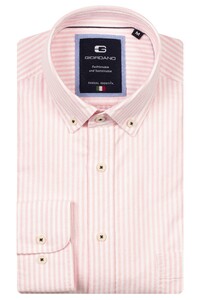 Giordano Brando Soft Washed Oxford Gingham Stripe Button-Down Overhemd Roze