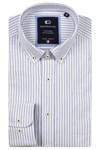 Giordano Brando Soft Washed Oxford Gingham Stripe Button-Down Overhemd Sky Blue