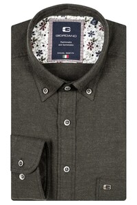 Giordano Brando Two-Tone Brushed Twill Button-Down Shirt Dark Green
