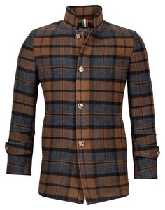 Giordano Brian Check Wool Mix Jas Donker Bruin