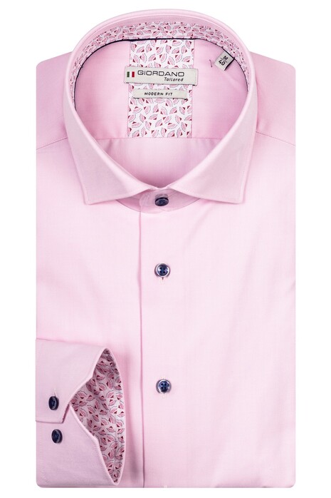 Giordano Brighton Button Under Fine Twill Contrast Overhemd Zacht Roze