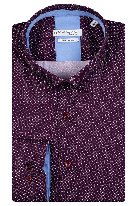 Giordano Brighton Button Under Graphic Dots Pattern Shirt Dark Pink