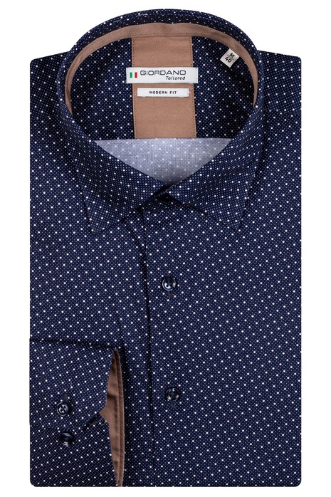 Giordano Brighton Button Under Graphic Dots Pattern Shirt Navy