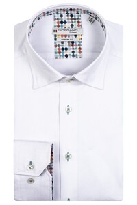 Giordano Brighton Button Under Plain Fine Twill Subtle Dotted Contrast Overhemd Optical White