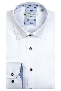 Giordano Brighton Button Under Plain Twill Graphic Contrast Overhemd Wit