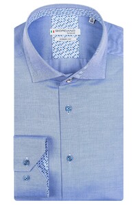 Giordano Brighton Button Under Plain Twill Subtle Contrast Overhemd Blauw