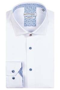 Giordano Brighton Button Under Plain Twill Subtle Contrast Overhemd Wit
