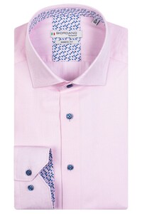Giordano Brighton Button Under Plain Twill Subtle Contrast Overhemd Zacht Roze