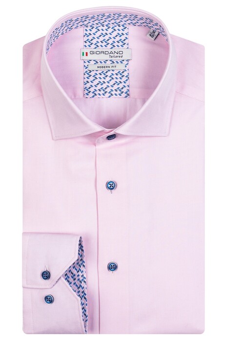 Giordano Brighton Button Under Plain Twill Subtle Contrast Overhemd Zacht Roze
