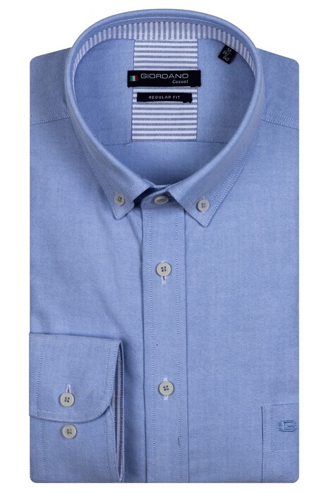 Giordano Brushed Oxford Ivy Button Down Overhemd Licht Blauw