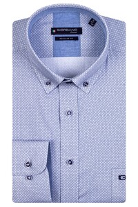 Giordano Button Down Ivy Micro Design Pattern Shirt Navy