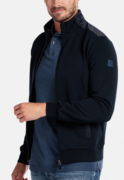 Giordano Cardigan Zip Pockets Jersey with Nylon Vest Dark Navy