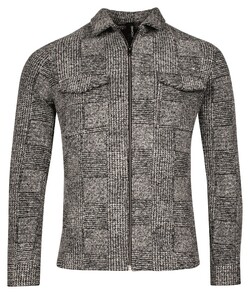 Giordano Carissio Full Zip Knitted Wool Blend Check Overshirt Dark Navy