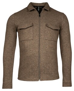 Giordano Carissio Full Zip Knitted Wool Doubleface Overshirt Donker Bruin