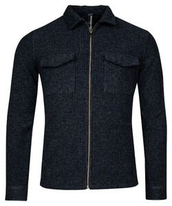 Giordano Carissio Full Zip Knitted Wool Subtle Check Overshirt Dark Navy