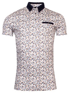 Giordano Casa Mercerized Jersey Geometric Pattern Polo Navy-Multi