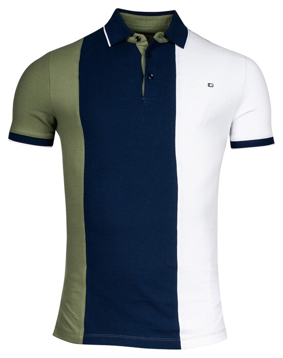 Giordano Colorblock Piqué Casual Identity Polo Groen-Navy-Wit