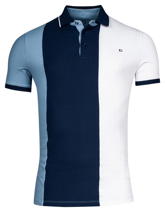 Giordano Colorblock Piqué Casual Identity Polo Navy-Blauw-Wit