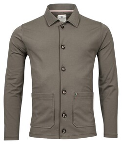 Giordano Comfort Shirt Jacket Jersey Plain Vest Olijf Groen