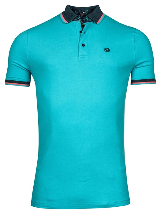 Giordano Coral Contrast Solid Color Piqué Polo Groenblauw