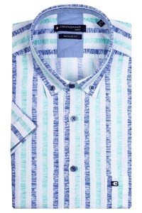 Giordano Cotton Linen Multi Stripe League Button Down Shirt Mint Green-Blue