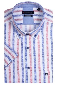 Giordano Cotton Linen Multi Stripe League Button Down Shirt Soft Coral-Blue
